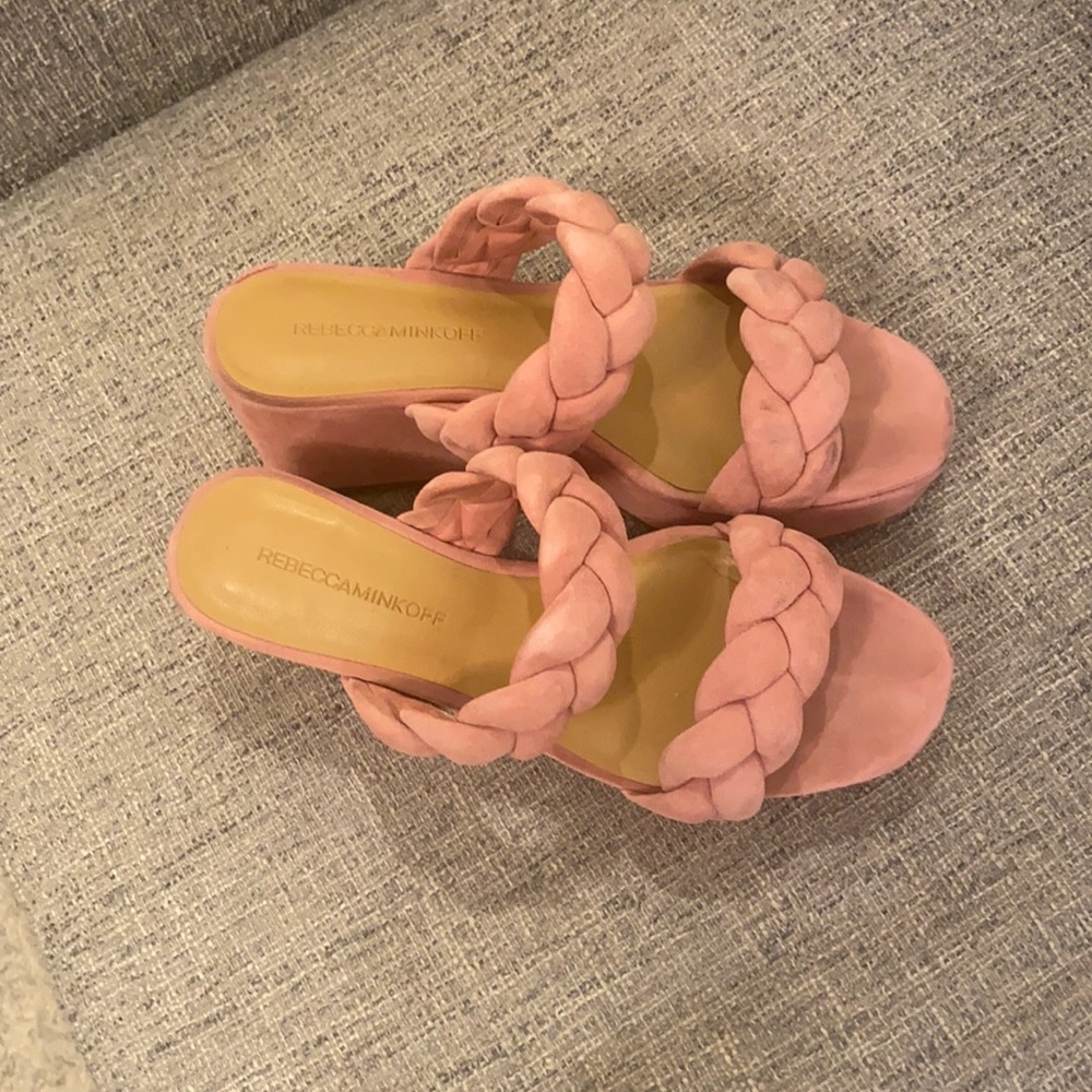 Rebecca Minkoff Pink Platform Suede Sandals